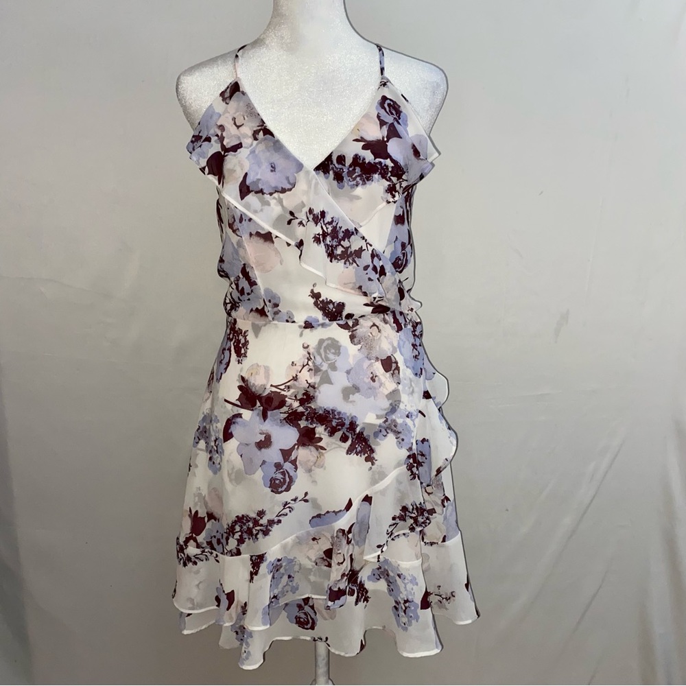Francesca’s Purple Floral Cocktail Mini Dress